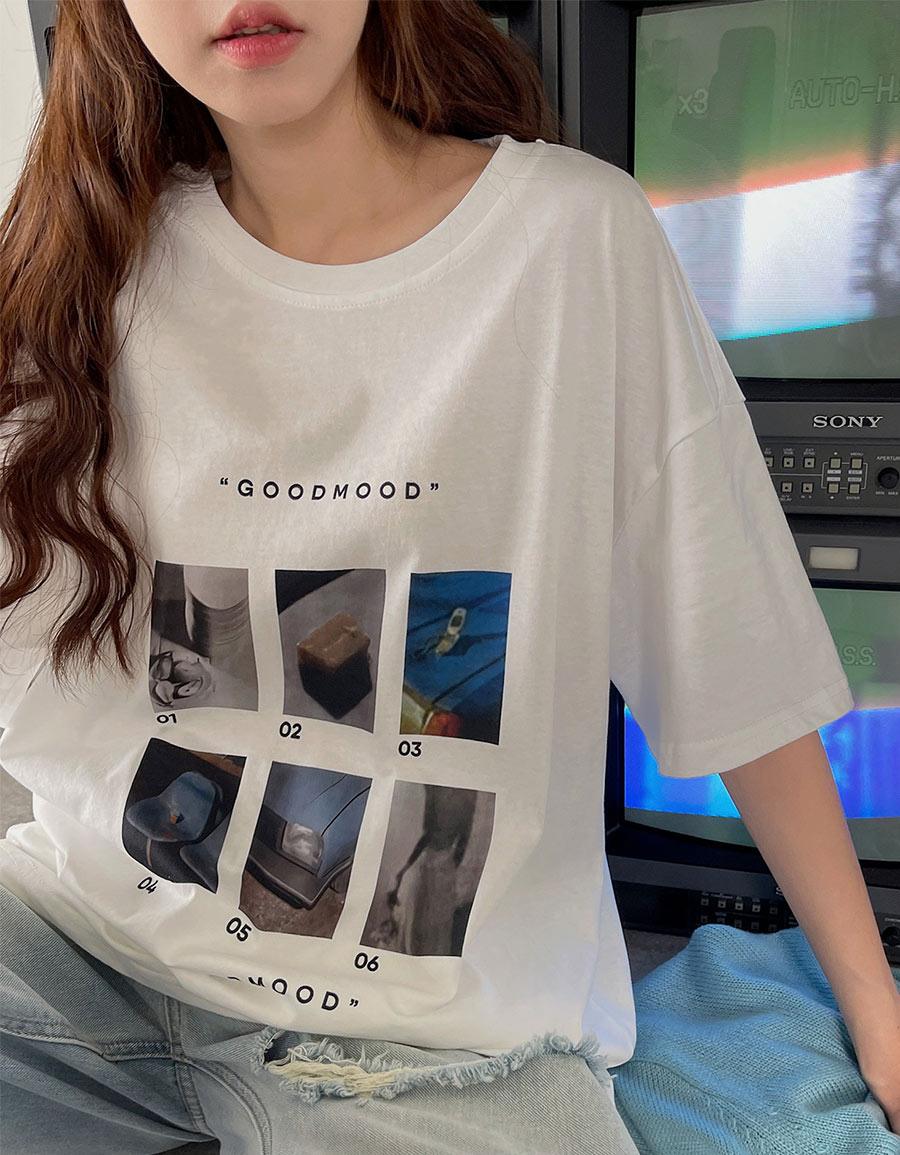GOODMOOD圖印寬大棉T*3色