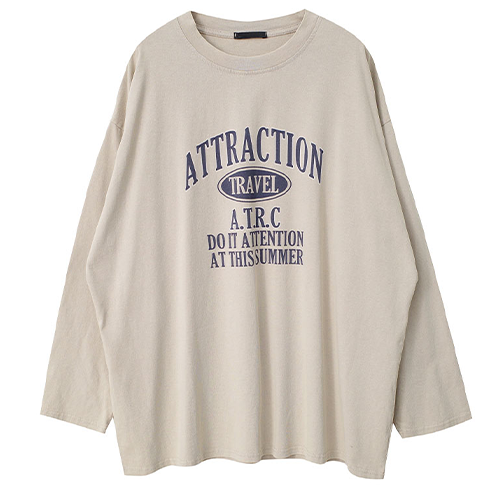 ATTRACTION字母寬大長袖T*3色