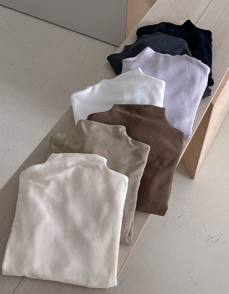 連立領內磨毛彈性長袖上衣*7色