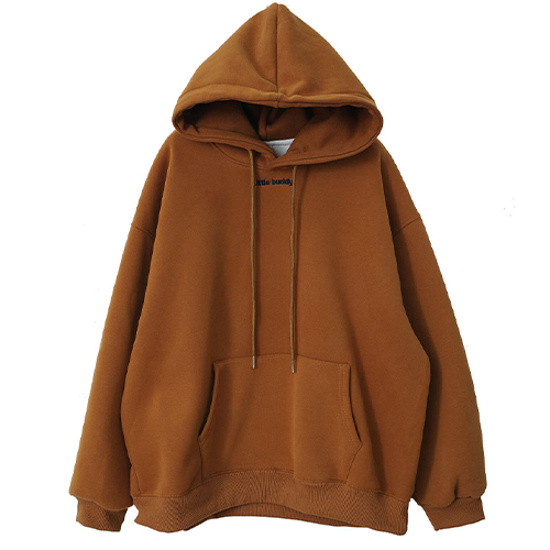 內刷毛小刺繡字母口袋帽T*3色