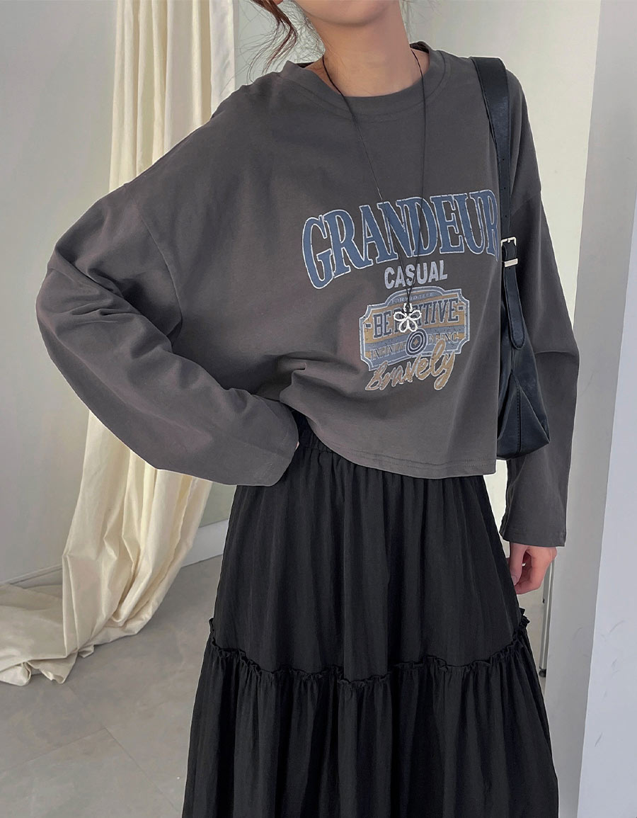 水洗字母短版長袖T*2色