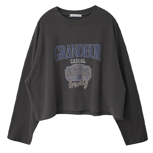 水洗字母短版長袖T*2色