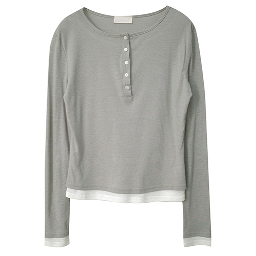 假兩件開釦長袖T*4色