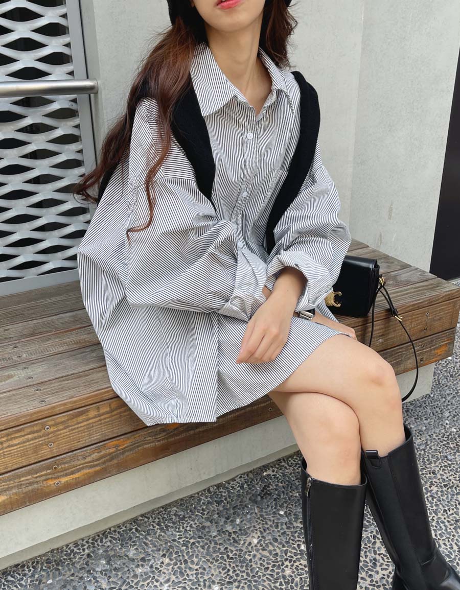 寬大感直紋襯衫*2色