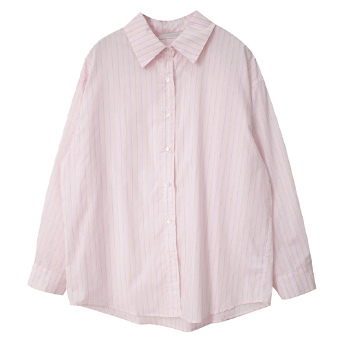 休閒寬鬆細條紋襯衫*2色