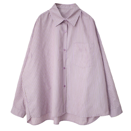 配色條紋寬鬆襯衫*2色