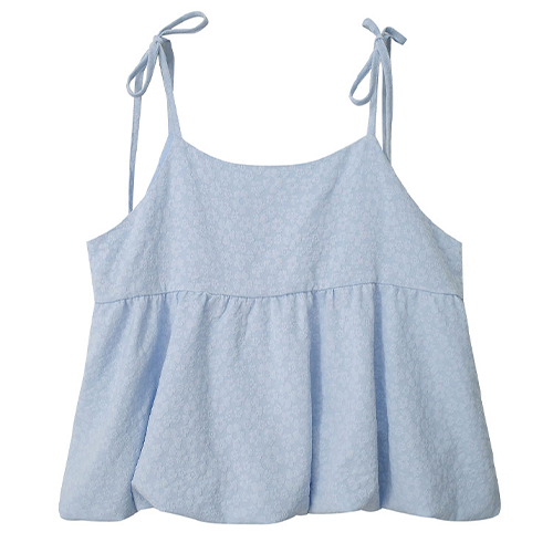 壓花綁帶細肩花苞背心*3色