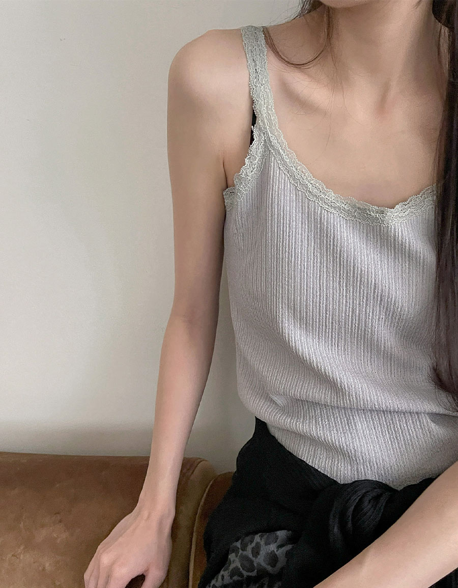 蕾絲花邊吊帶針織背心*5色