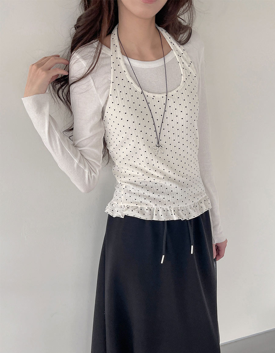 點點小荷葉繞脖背心*1色