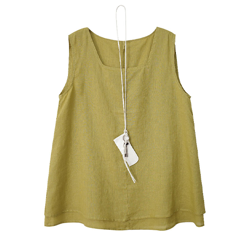 附掛件方領棉麻背心*4色