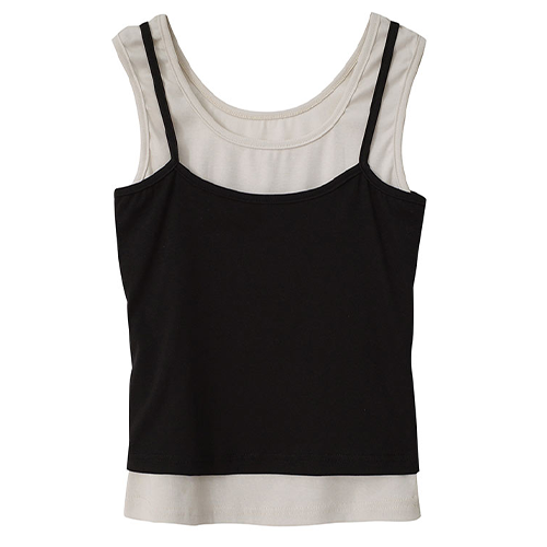 假兩件U領無袖背心*2色