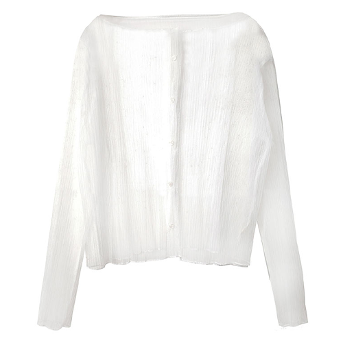 兩件式小立領薄透排釦上衣*1色