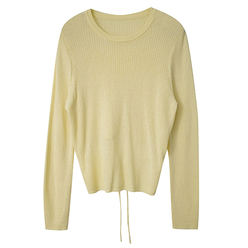 小方格後綁帶針織長袖上衣*6色