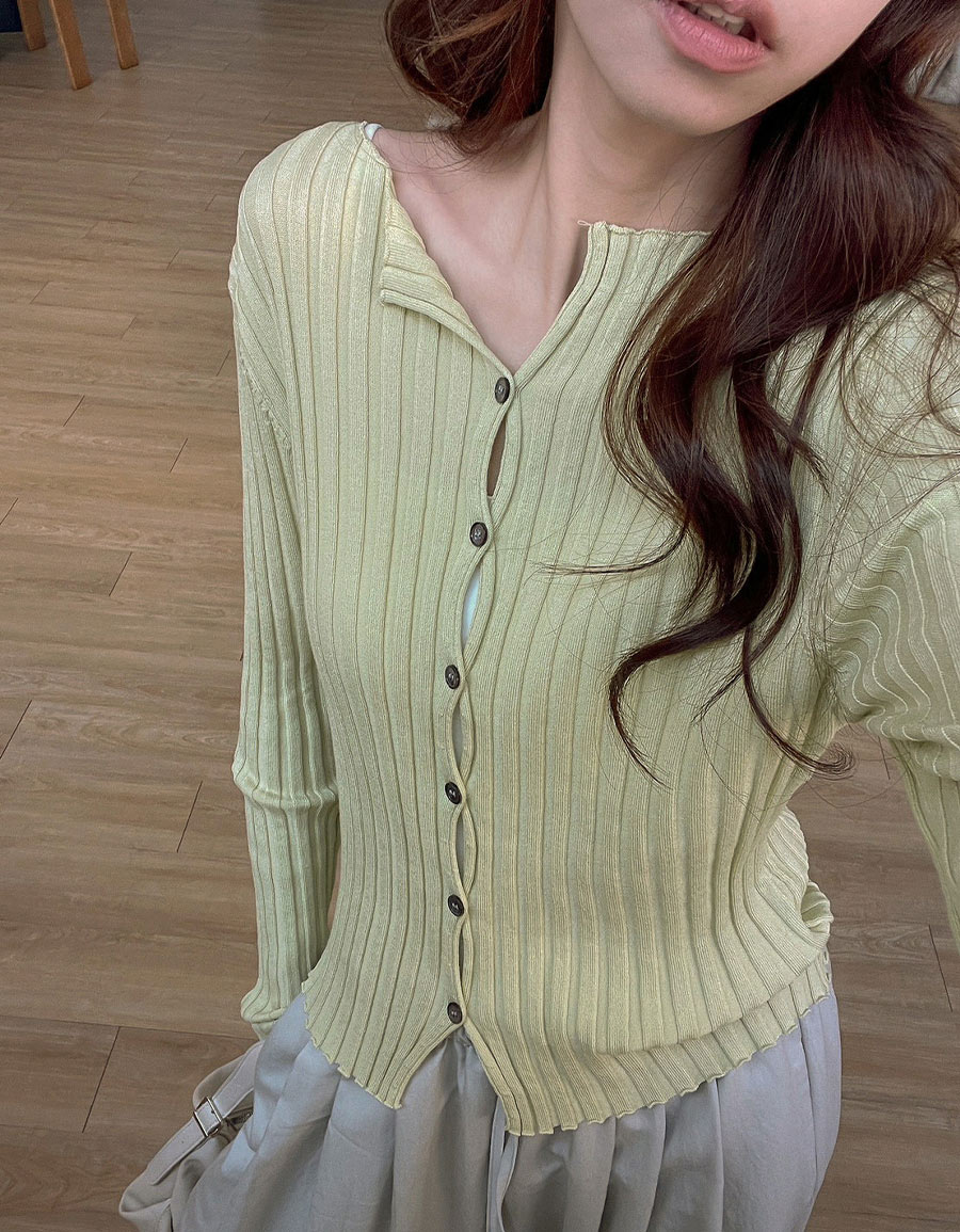 寬領坑紋排釦針織上衣*3色