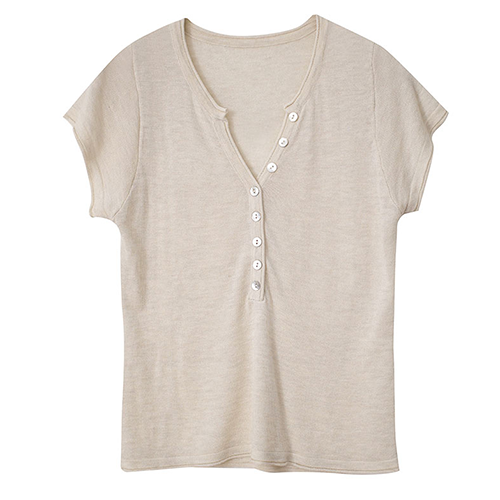 開襟排釦捲邊短袖針織上衣*4色