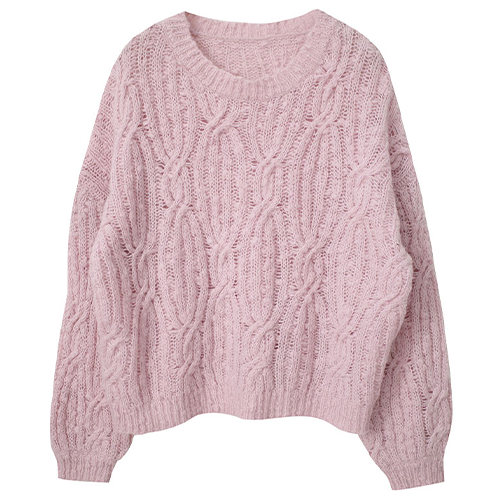 麻花圓領花紗毛線衣*4色