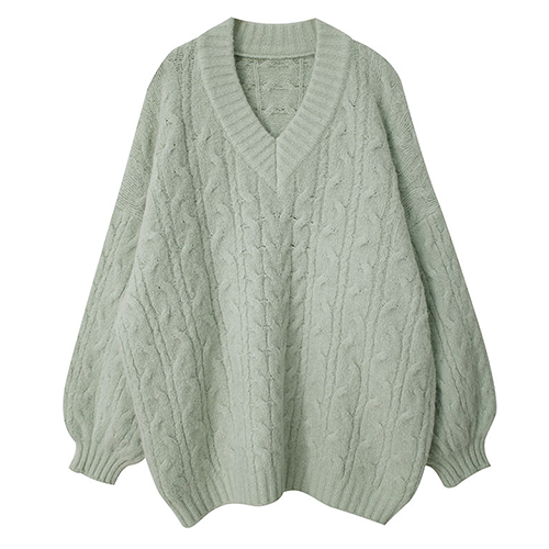 厚蓬鬆麻花V領寬大毛衣*3色