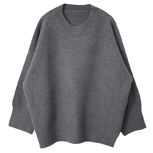 羅紋圓領側開衩寬袖毛衣*5色