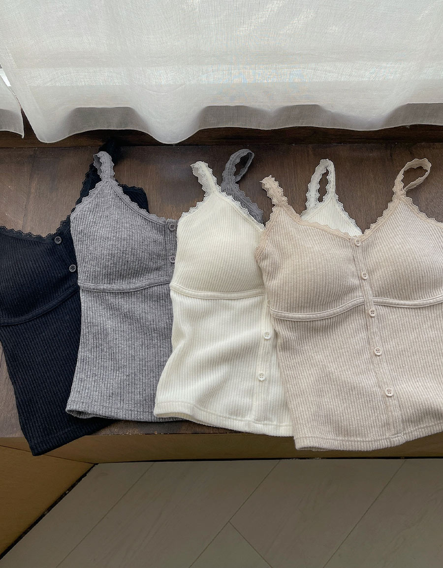 蕾絲坑紋排釦Bra Top背心*4色