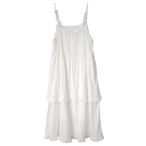 木耳邊細肩蛋糕長洋*1色