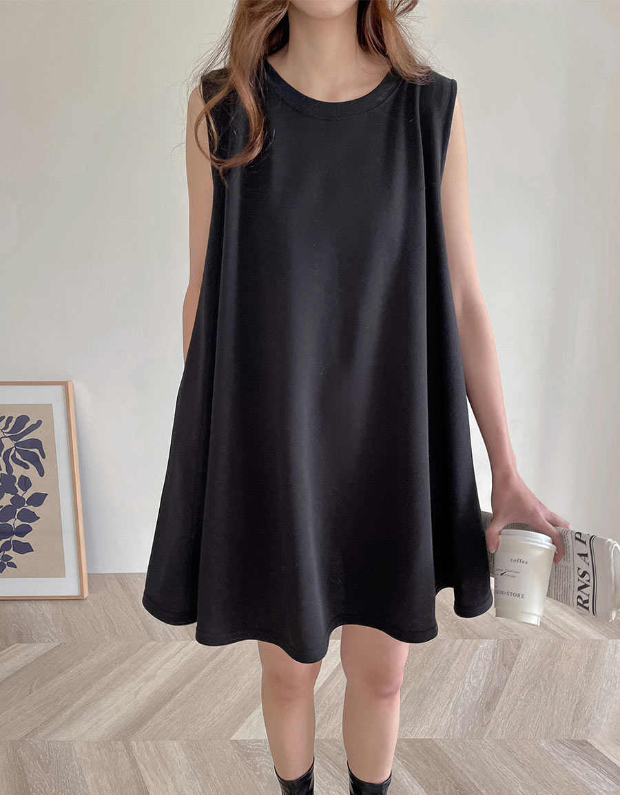 無袖傘襬棉質短洋*2色