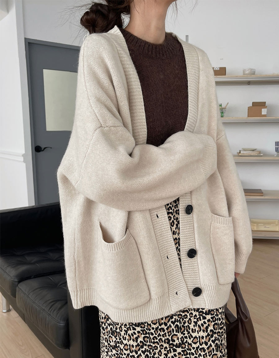 厚實感寬大口袋毛衣外套*7色