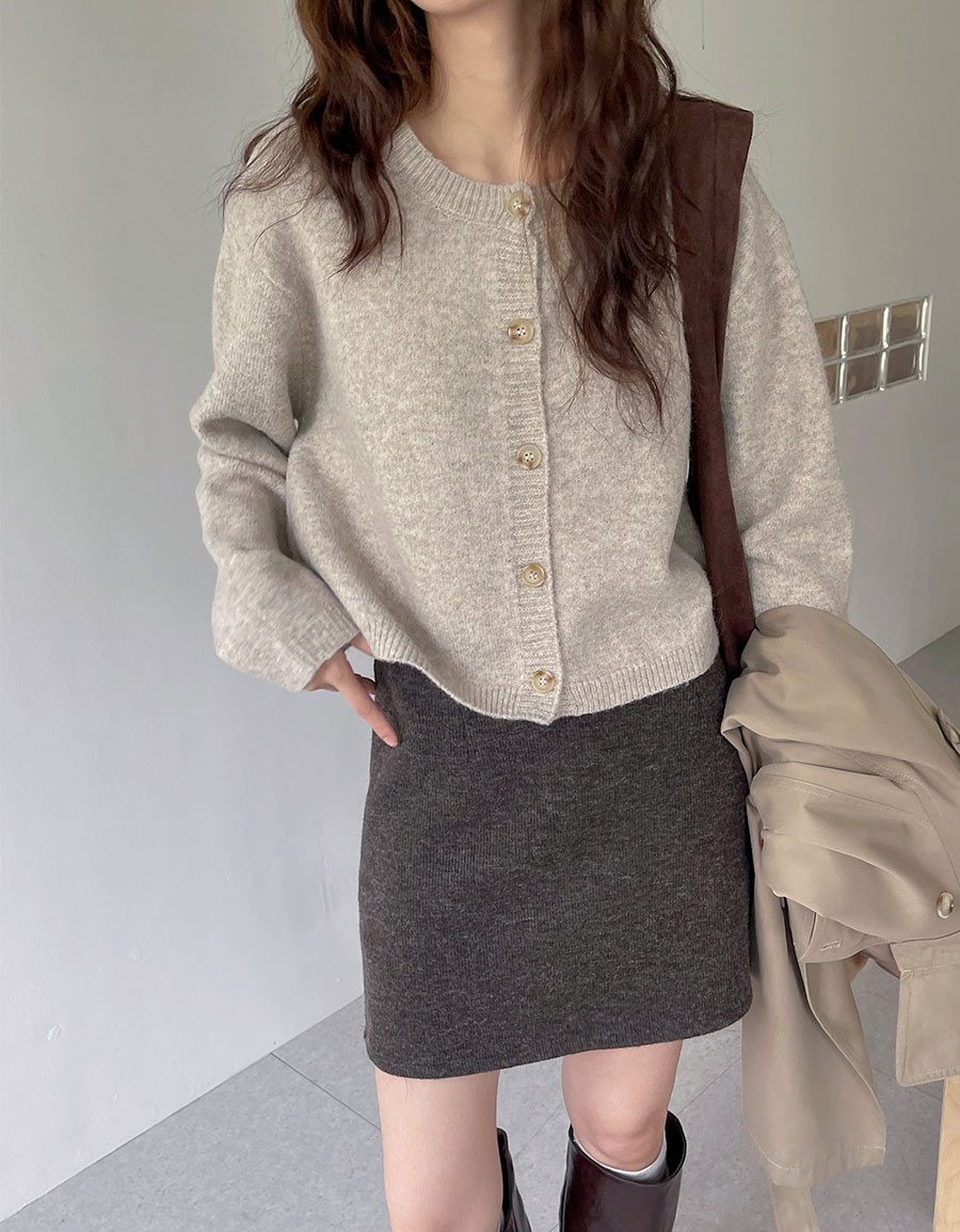 排釦短版圓領毛衣外套*4色
