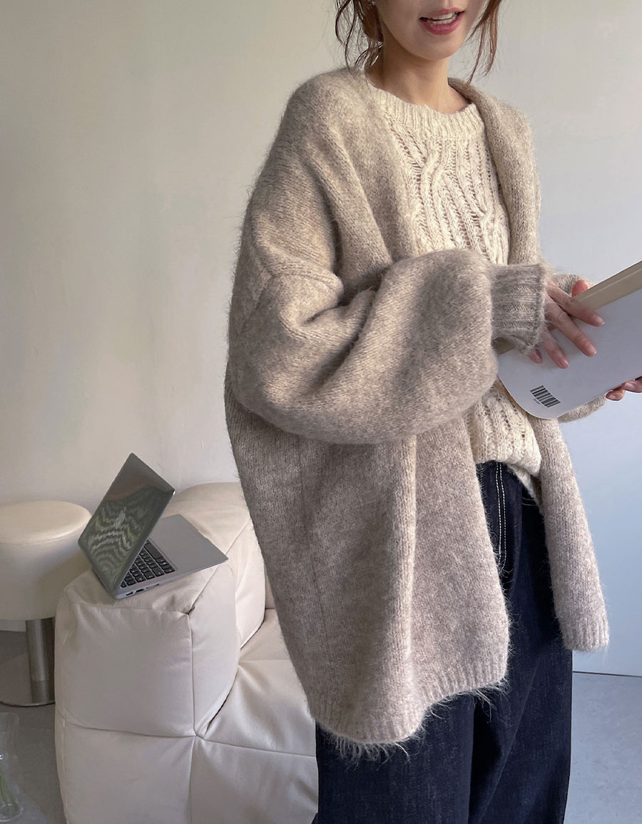 開襟澎袖毛衣外套*4色