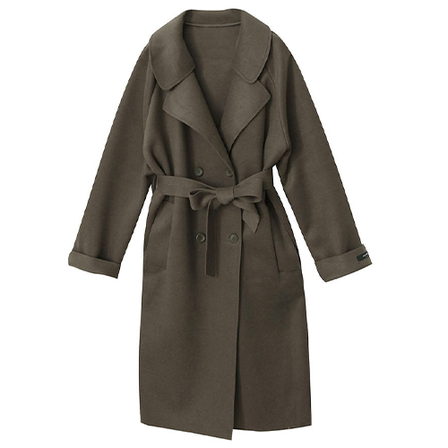 後釦擋片翻領毛呢長大衣*6色