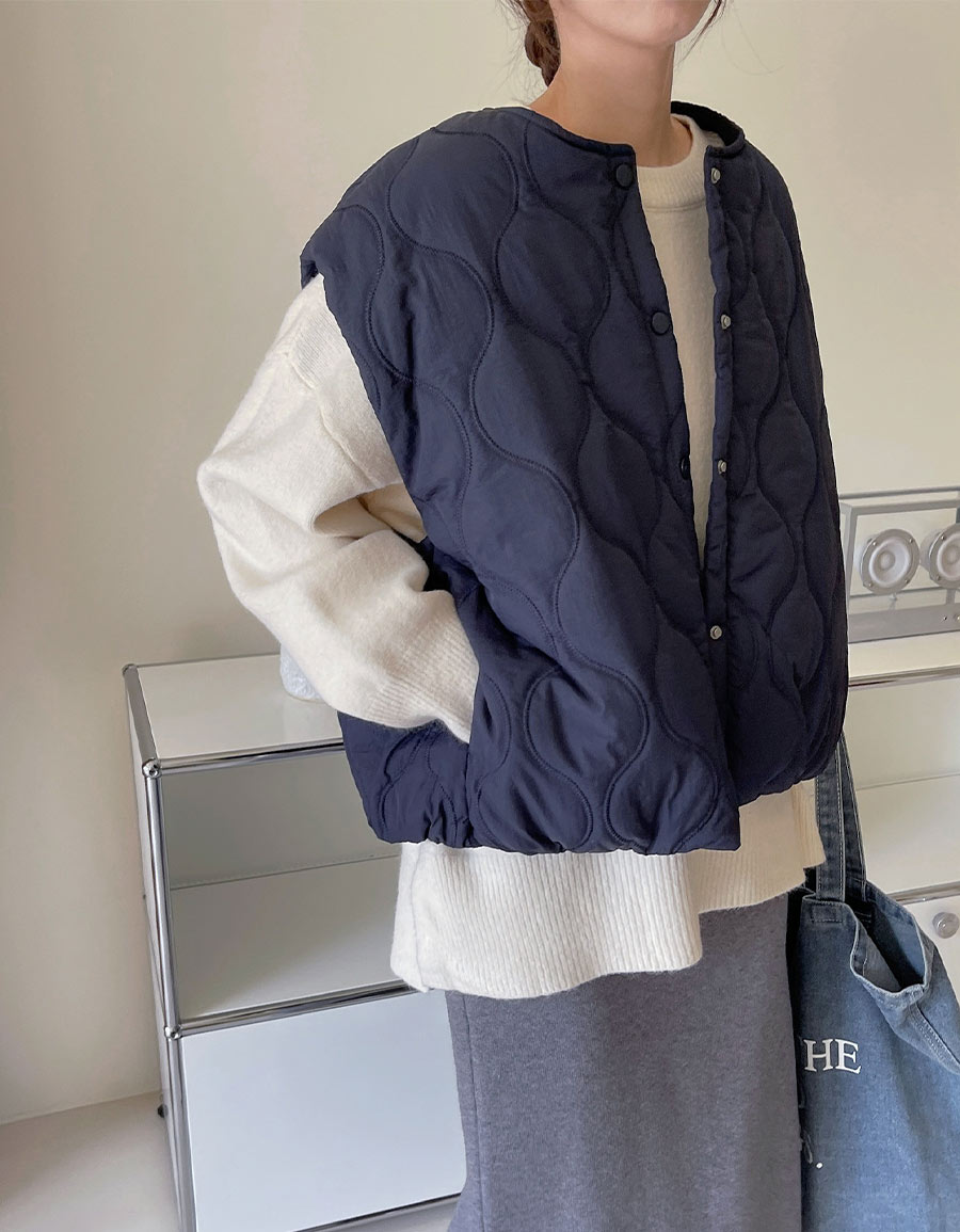 絎縫紋鋪棉背心外套*3色