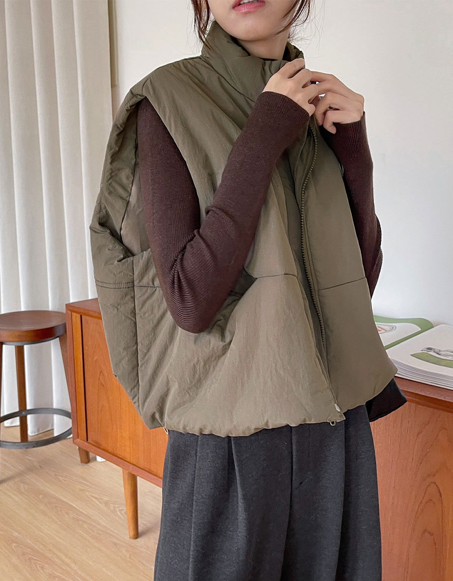 立領鋪棉背心外套*3色