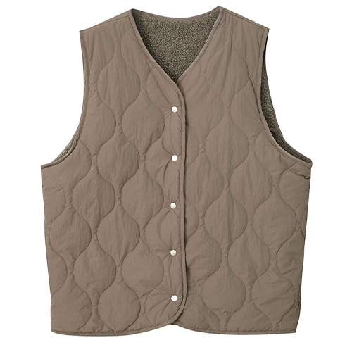 羊羔毛絎縫鋪棉雙面背心*3色