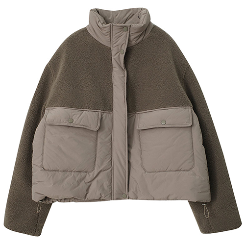 羊羔毛拼接鋪棉拉鍊外套*2色