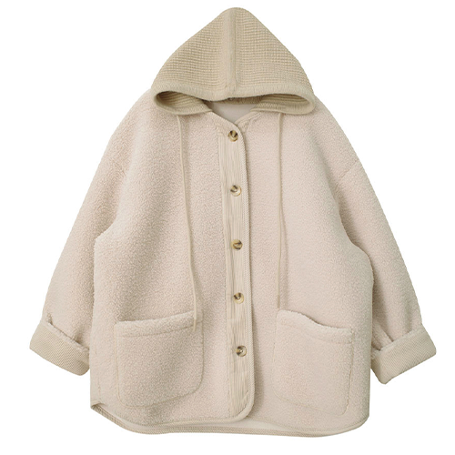 羊羔毛燈芯絨拼接連帽外套*2色