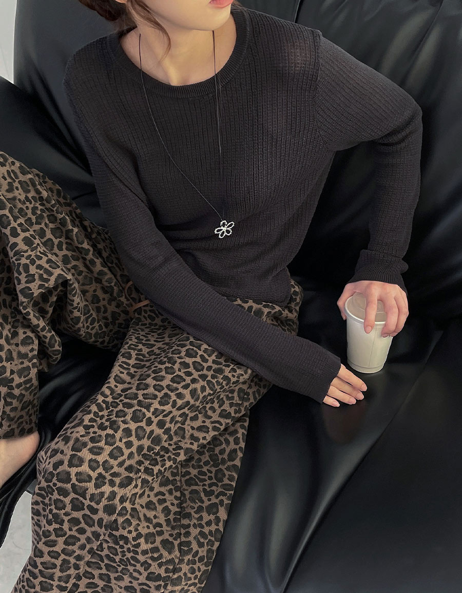 腰鬆緊抽繩豹紋繭型褲*2色