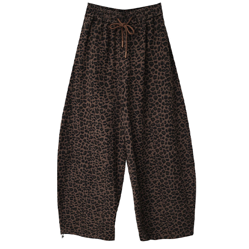 腰鬆緊抽繩豹紋繭型褲*2色