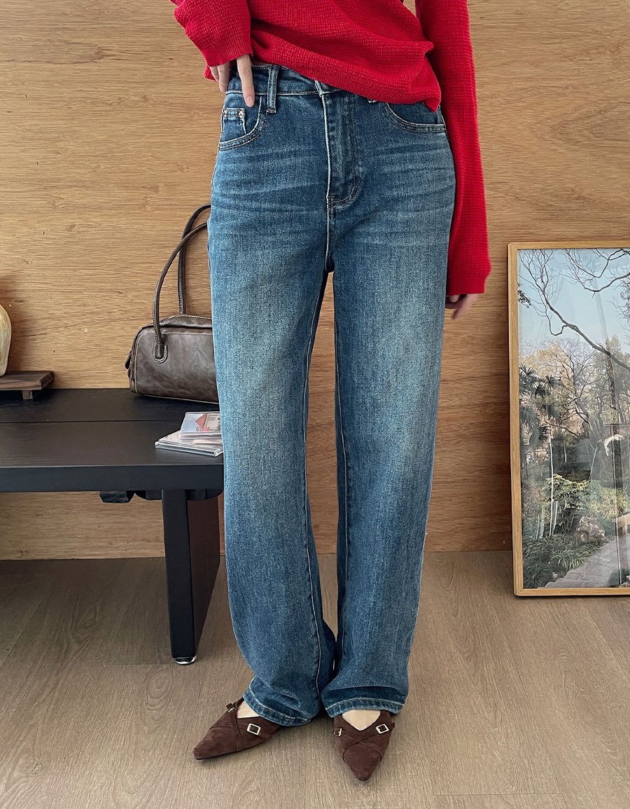 高腰修身直筒牛仔褲*1色