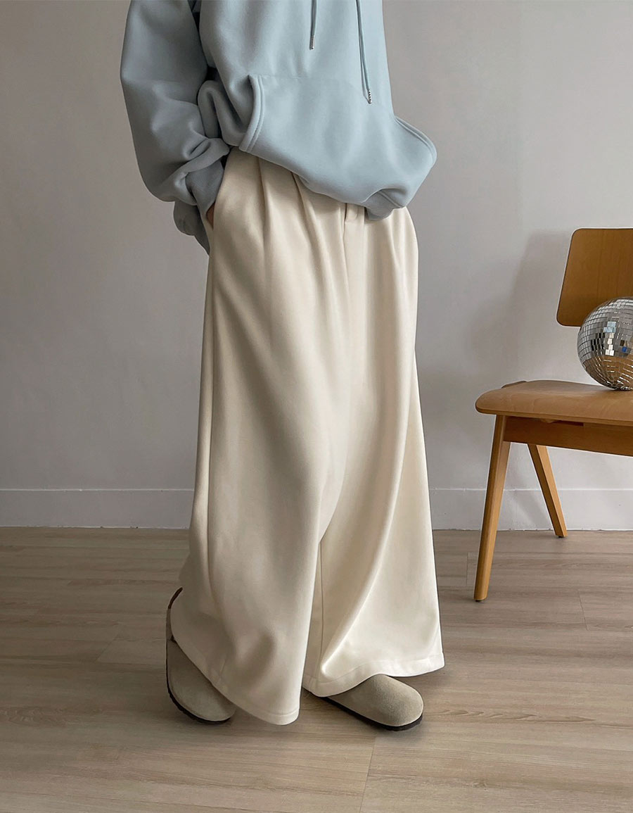 厚絨質感壓褶寬褲*2色