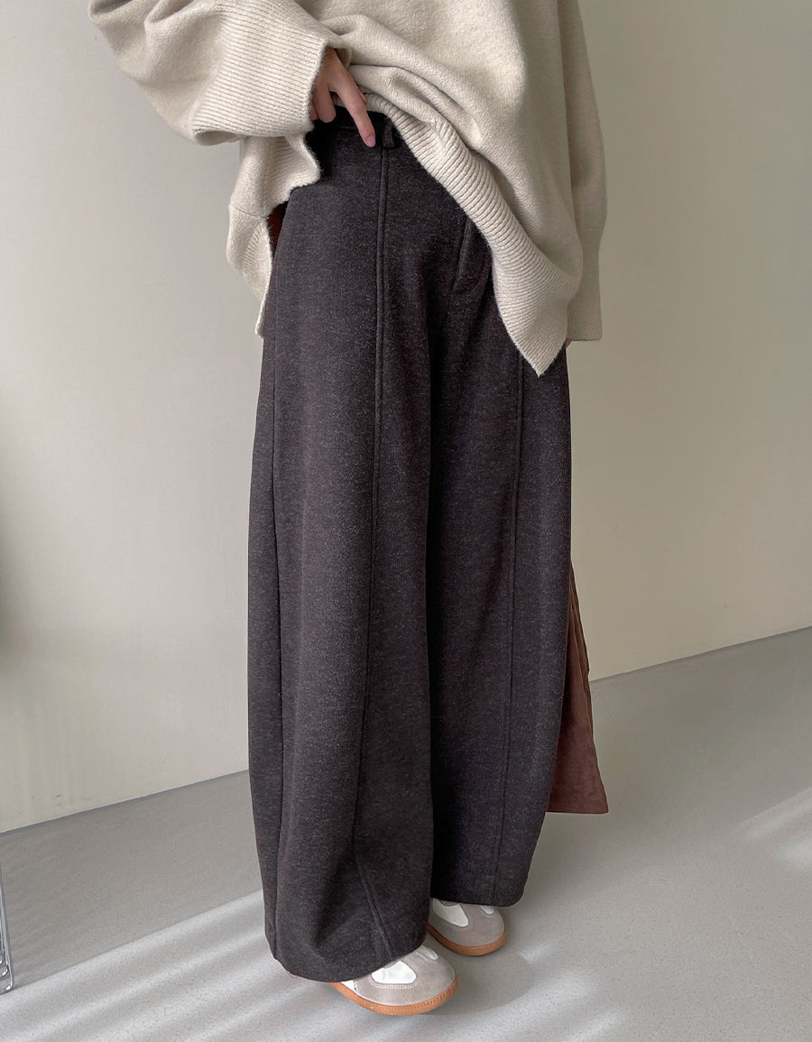 附皮帶厚絨中線毛呢繭型褲*3色