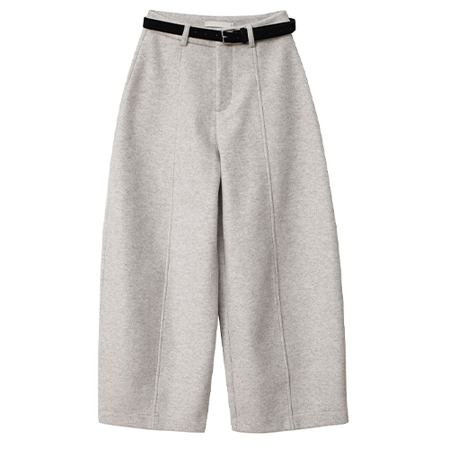 附皮帶厚絨中線毛呢繭型褲*3色