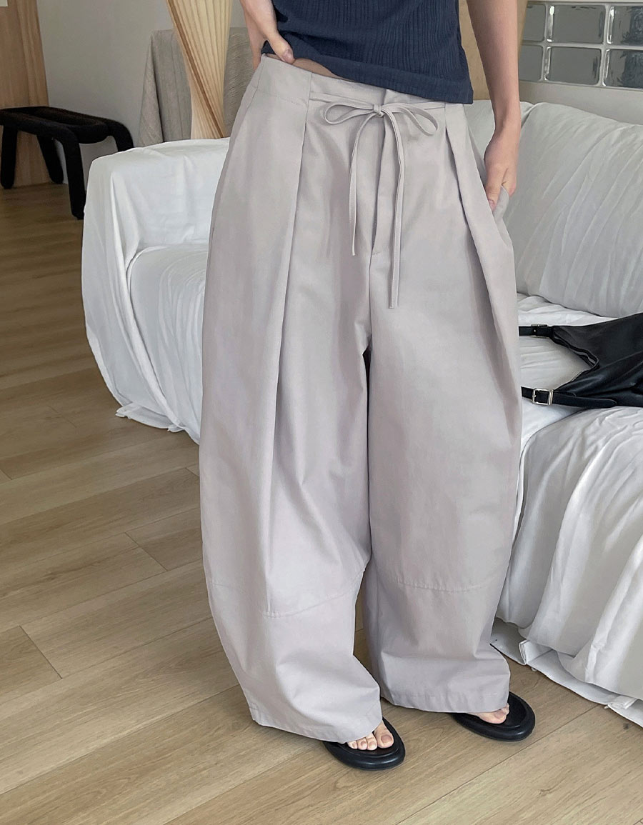 挺料質感綁帶壓褶氣球褲*3色