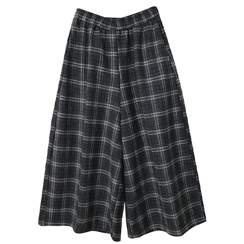 內刷毛復古格紋九分寬褲*1色