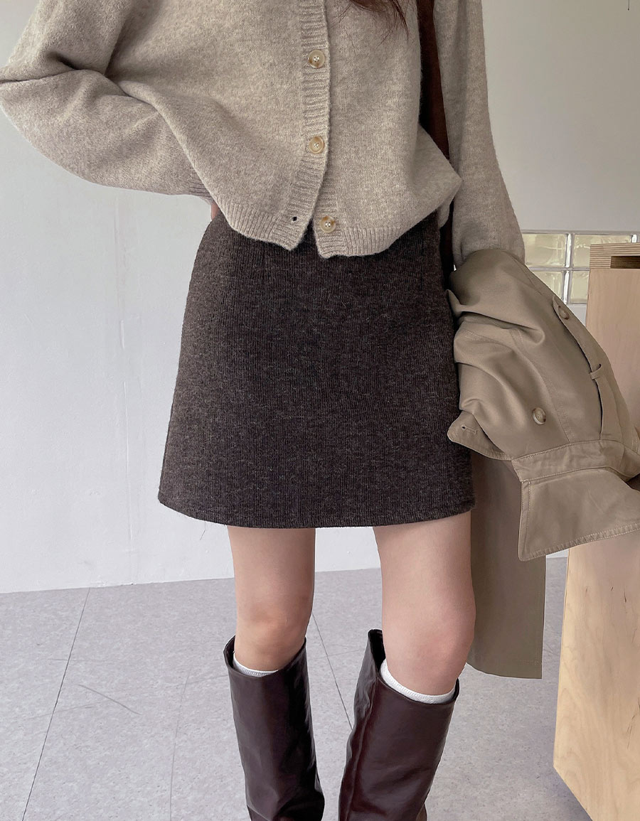 後鬆緊坑紋針織短裙*4色