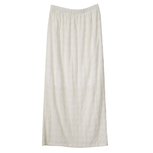 毛絨感後開衩小花長裙*2色