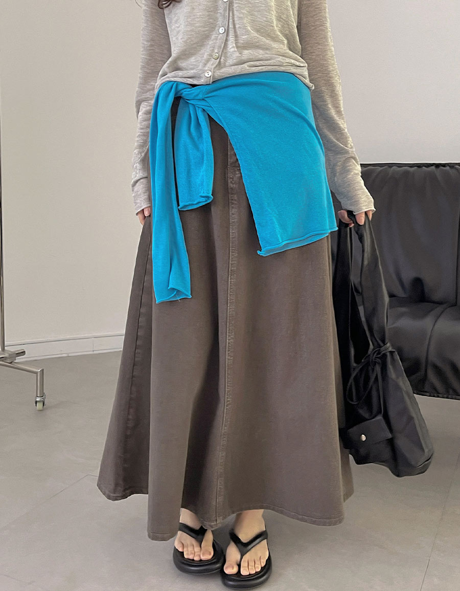 霧灰水洗A字傘襬牛仔長裙*2色