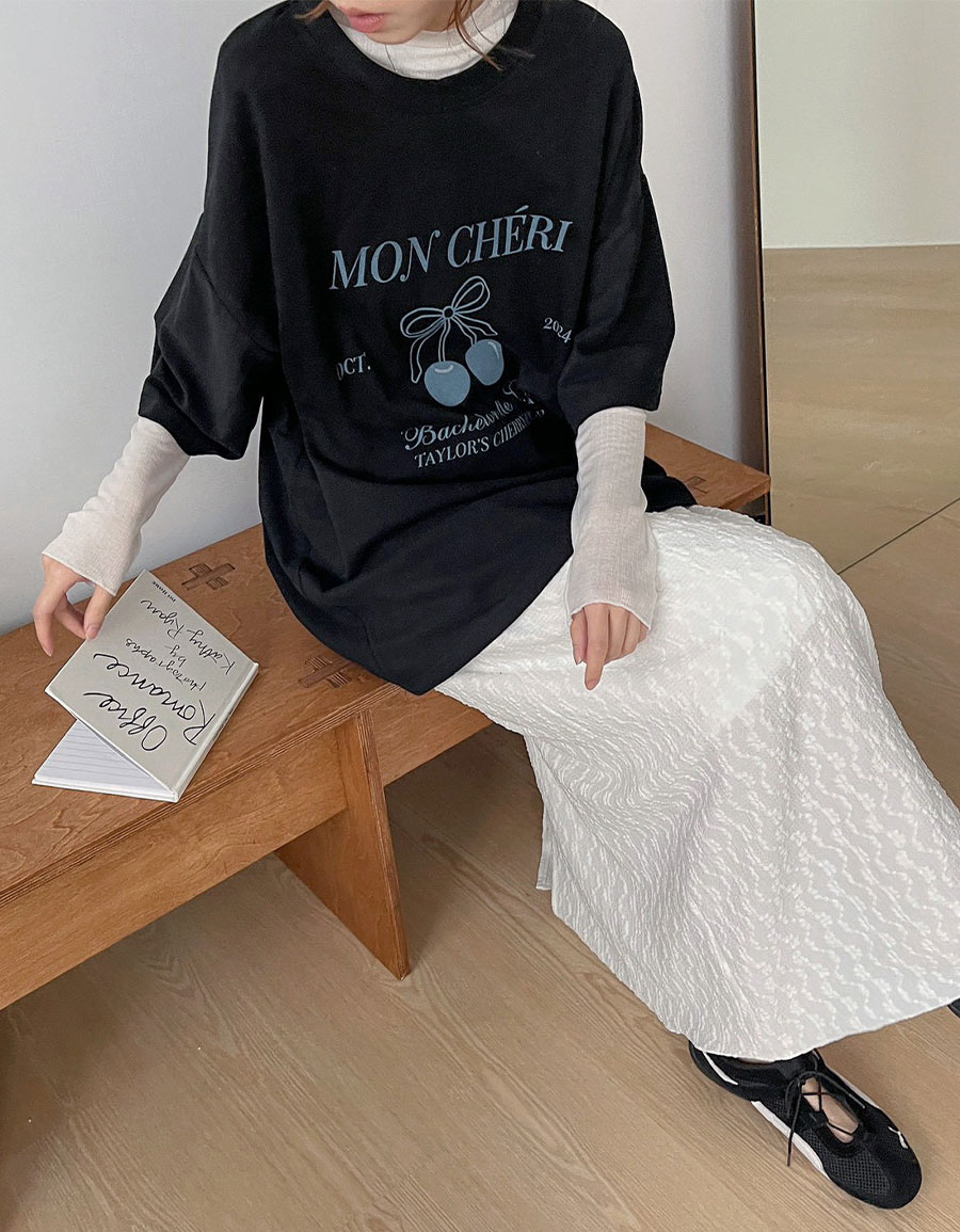 後開衩綁帶立體壓花長裙*2色