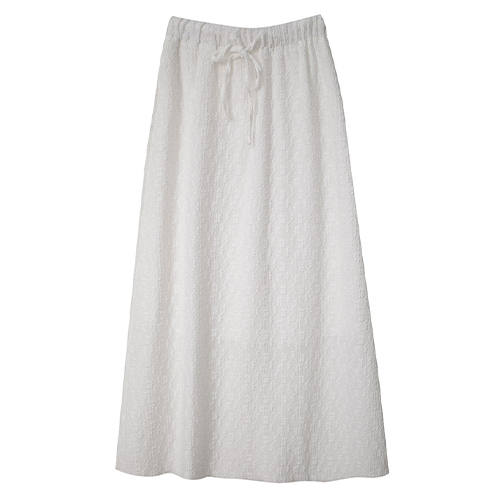 後開衩綁帶立體壓花長裙*2色