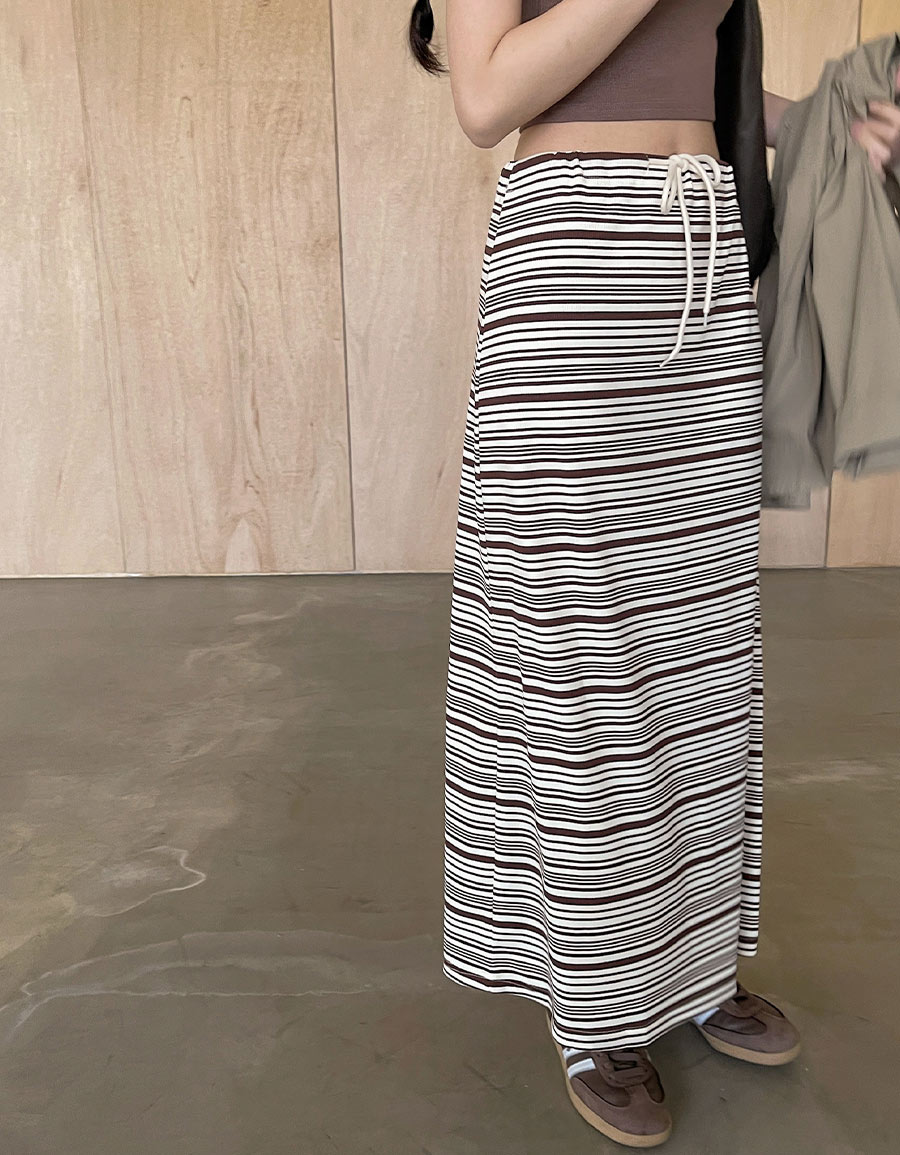 條紋彈性綁帶長裙*3色