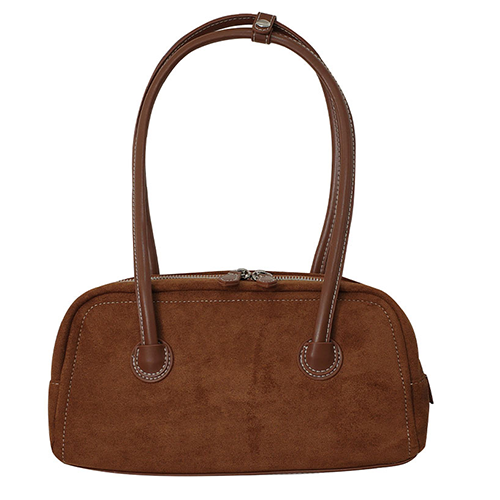 麂皮質感單肩保齡球包*2色